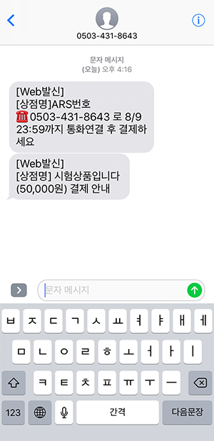 결제요청 문자 메세지